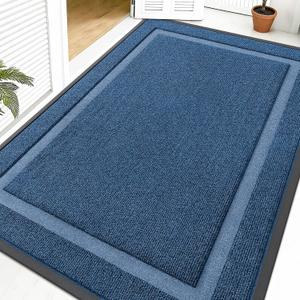 OLANLY Front Door Mat Outside 59x40, All-Season Heavy-Duty Rubber Doormat, Light Blue