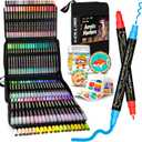 Betem Acrylic Paint Markers Pens, Dual Tip 120 Colors Premium Paint Pens Acrylic Markers for Wood, Fabric, Canvas, Stone, Rock Painting, Glass, Ceramic Surface, DIY Crafts Making Art Supplies with Bag