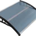 MATICO 47.2" Outdoor Clear Door Awning Patio Window Cover Polycarbonate Rain & Snow Protection, Modern Hollow Sheet with UV Protection Cover, Window Door Awning Canopy, Gray/Black-Edge