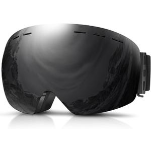 DADA-PRO Ski Goggles Men Women Snowboard Goggles Over Glasses OTG Anti Fog Snow Goggles Frameless 100% UV Protection (Black)