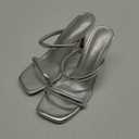 Shoe'N Tale Women's Strappy Heels Kitten Heeled Mules Two Straps Square Open Toe Slip On Sandals 8.5