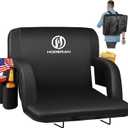 HOPERAN Stadium Seats for Bleachers with Back Support, Half-fold Portable Bleacher Chairs with Back and Cushion, 600D Waterproof Reclining Extra Wide Bleacher Seat for Outdoor Sports (25", Black 1pc)