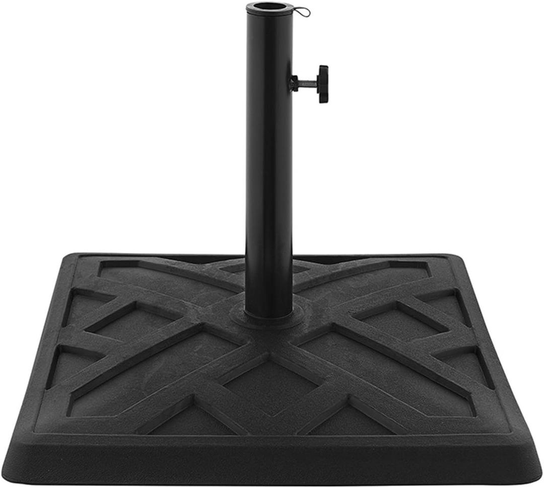 Walker Edison Mari Modern Polyresin Square Umbrella Stand with Metal Design, 18 Inch, Black