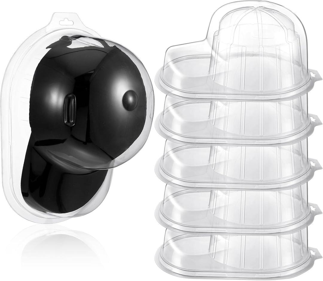6 Pcs Baseball Hat Display Case Plastic Hat Protector Holder for Signed Baseball Caps Clear Display Case Boxes for Caps Collectibles Organizer