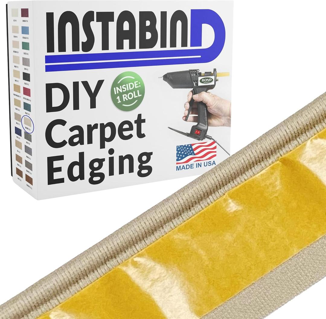 Instabind Carpet Binding - Regular Style, Rug Binding, Ideal for Area Rugs, Durable Hold, DIY Carpet Finishing Edge - Heather, 54 ft Rolls