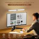 Pzloz Led Desk Lamp with Clamp: Architect Desk Lamp for Home Office, Eye Caring Double Head Computer Monitor Work Desk Light with Remote Control - 24W Flexible Dimmable Desktop Table Lamp White
