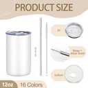 YOUKE OLA 16 Pack Stainless Steel Skinny Tumblers 12oz - Bulk Straight Double Wall Vacuum Insulated Tumbler with Lid and Straw for Travel, DIY, 16 Colors