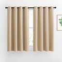NICETOWN Bedroom Blackout Curtains and Drapes - Window Treatment Thermal Insulated Solid Grommet Blackout Draperies for Bedroom (Set of 2 Panels, 52 by 54 Inch, Biscotti Beige)