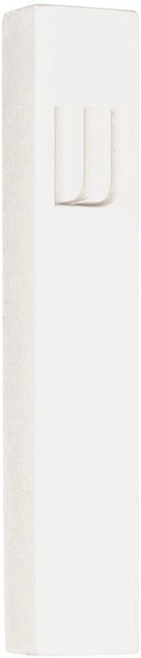 A&S Mezuzot Modern Concrete Mezuzah Case with Scroll, Easy Peel and Stick Mezuza (White+ Engraved Shin, 6 Inches)