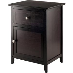 Winsome Eugene Accent Table in Espresso, Classic Small Bedside Table for Bedroom, Sturdy Nightstand with Storage, Convenient Furniture for Couch Side, Living Room, Entryway, 18.90"W x 14.96"D x 25"H