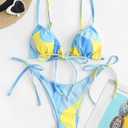 ZAFUL Womens High Cut Thong Bikini Set Swimsuits Cami String Sexy Bathing Suit (Medium, 82_blue)