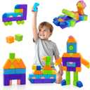 Pairez Toys Magnetic Building Blocks, 37PCS Magnetic Blocks for Kids Ages 4-8, 3D Multi-Shape Stacking Blocks, Sensory Montessori Magnet Cubes Toys for Boys & Girls Ages 4+
