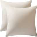 DEZENE Couch Pillow Covers 22x22 Cream: 2 Pack Cozy Soft Velvet Square Throw Pillow Cases for Farmhouse Home Decor