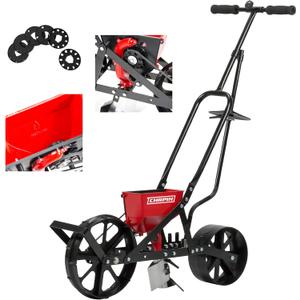 Chapin 8701B Garden Push Seeder Planter with 6 Seed Plates for up to 20 Varieties of Seeds, Zinc Plow Blade, Row Marker, Powder Coated Steel Frame, Red/Black