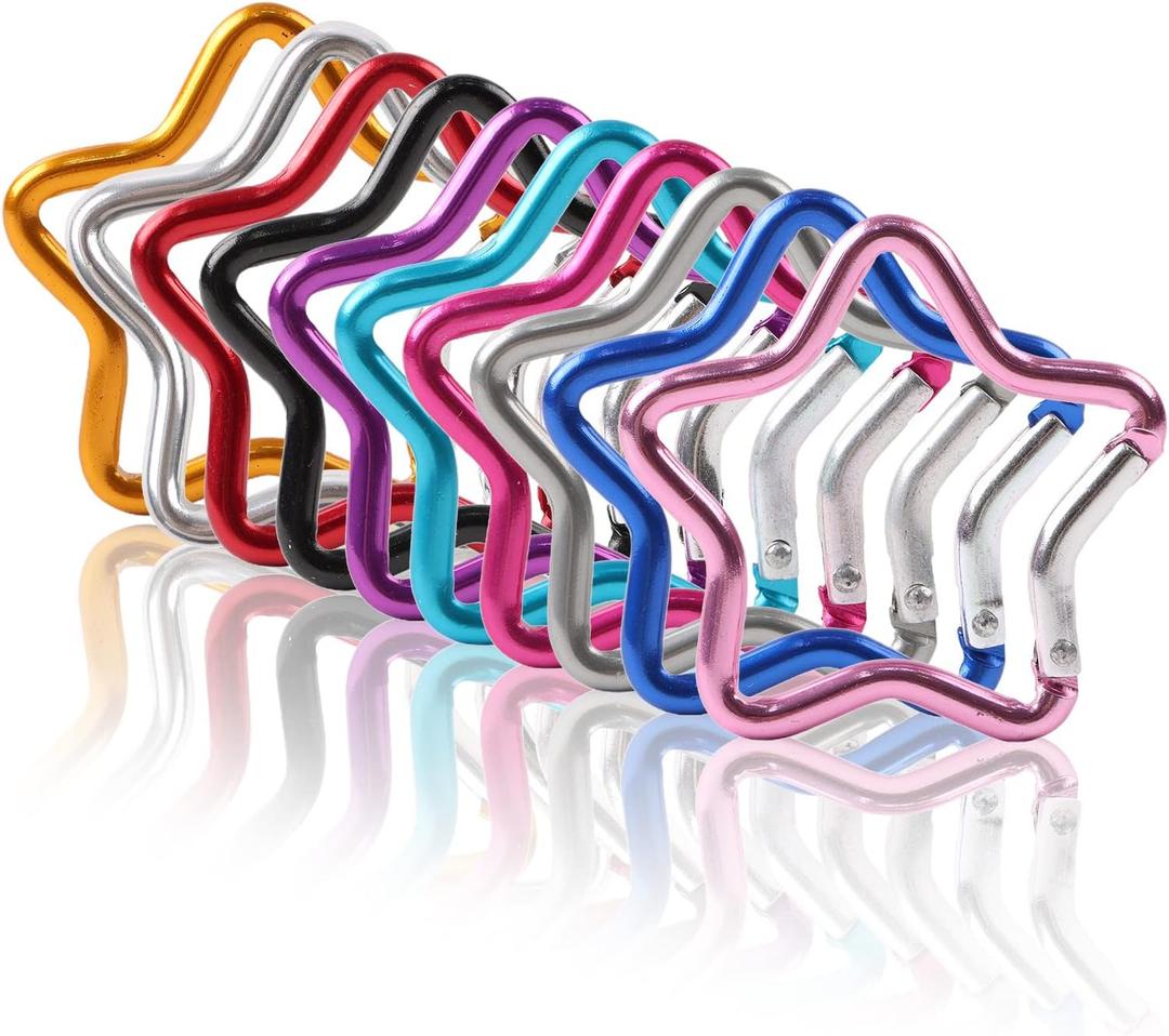 OMUKY Multicolor Carabiners Hook Clips Camping Accessories Buckle for Outdoor Hiking Traveling (Stars-10pcs)