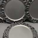 13" Antique Silver Charger Plates, Set of 6 Plastic Textured Chargers for Dinner Plates with Embossed Rim, Table Dcor, Party, Wedding, Holiday (FD02S)