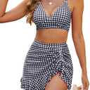 Blooming Jelly Women's High Waisted Bikini Sets Tummy Control Swim Skirt Two Piece Swim Suit 2025 Retro Swimsuit, Size S