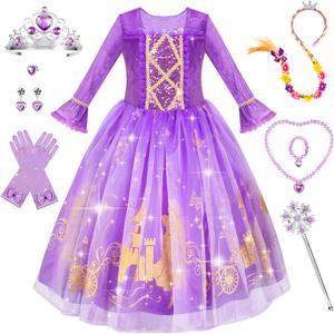 Meland Princess Dress Up for Girls, Dress Up Clothes for Halloween Costumes, Birthday Gift for Toddlers Aged 3-4 Years Old