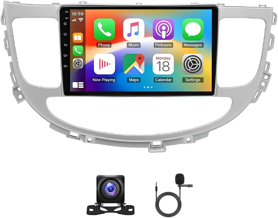 Android 13.0 Double Din Car Stereo for Hyundai Genesis Sedan 2009-2014, 9 HD Touch Scree with Wireless Carplay&Android Auto, GPS/ WiFi/ FM/ SWC/ 1080P Backup Camera/ 5.0 Bluetooth/ AHD Backup Camera/ Mic