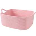 OIAHOMY 19L Woven Basket, Gift Basket Empty with Gift Bags and Ribbons, Rope Baskets for Baby Showers, Storage Baskets with Handles for Nursery, Pet Toy Organizer - Pink (Large: 15.35L*11.42W*6.7H)