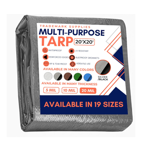 Trademark Supplies Tarp Cover 20X20 Silver/Black Heavy Duty Thick Material, Waterproof, Great for Tarpaulin Canopy Tent, Boat, RV Or Pool Cover!