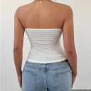 SOLY HUX Women's Y2k Bow Tube Top Strapless Sleeveless Slim Fit Bandeau Crop Tops (White, M)