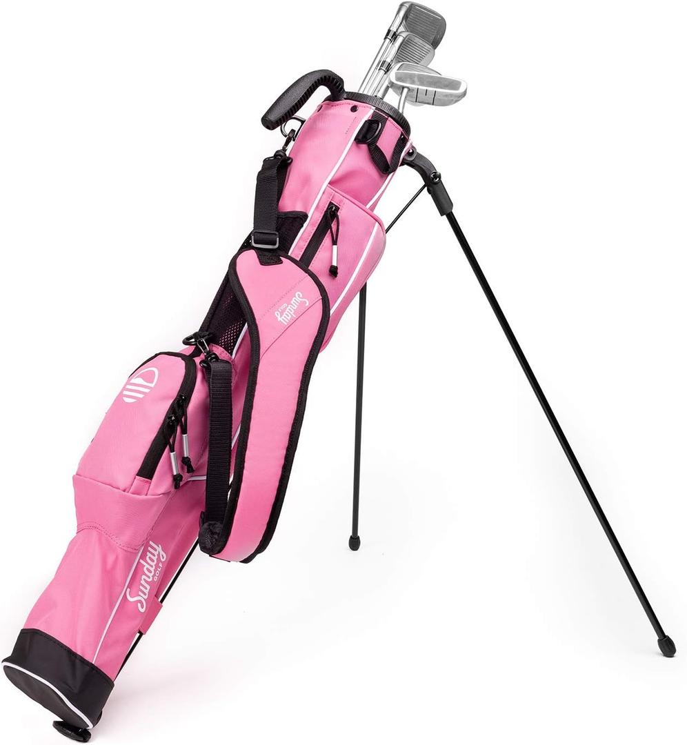 The Original Lightweight Sunday Golf Bag with Stand  Easy to Carry, Durable Pitch & Putt Bag for Driving Range, Par 3 & Executive Courses (Pink)