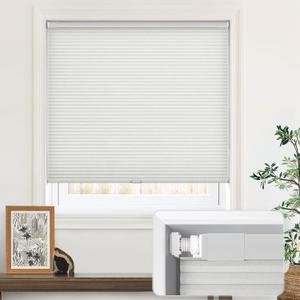 LazBlinds Cordless Cellular Shades, No Tools No Drill Light Filtering Honeycomb Shades Pleated Blinds for Windows, 22.5'' W x 48'' H, Light Grey