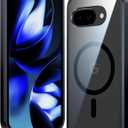 FNTCASE for Google Pixel 9a Case: Magnetic Military Grade Drop Protection Anti Yellowing Cell Phone Cover - Rugged Shockproof Protective Bumper Transparent Cases(Black Magnetic)
