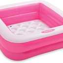 Intex Square Inflatable Kids Pool, 34 x 34 x 10 inches, Pink and White, 15 Gallon