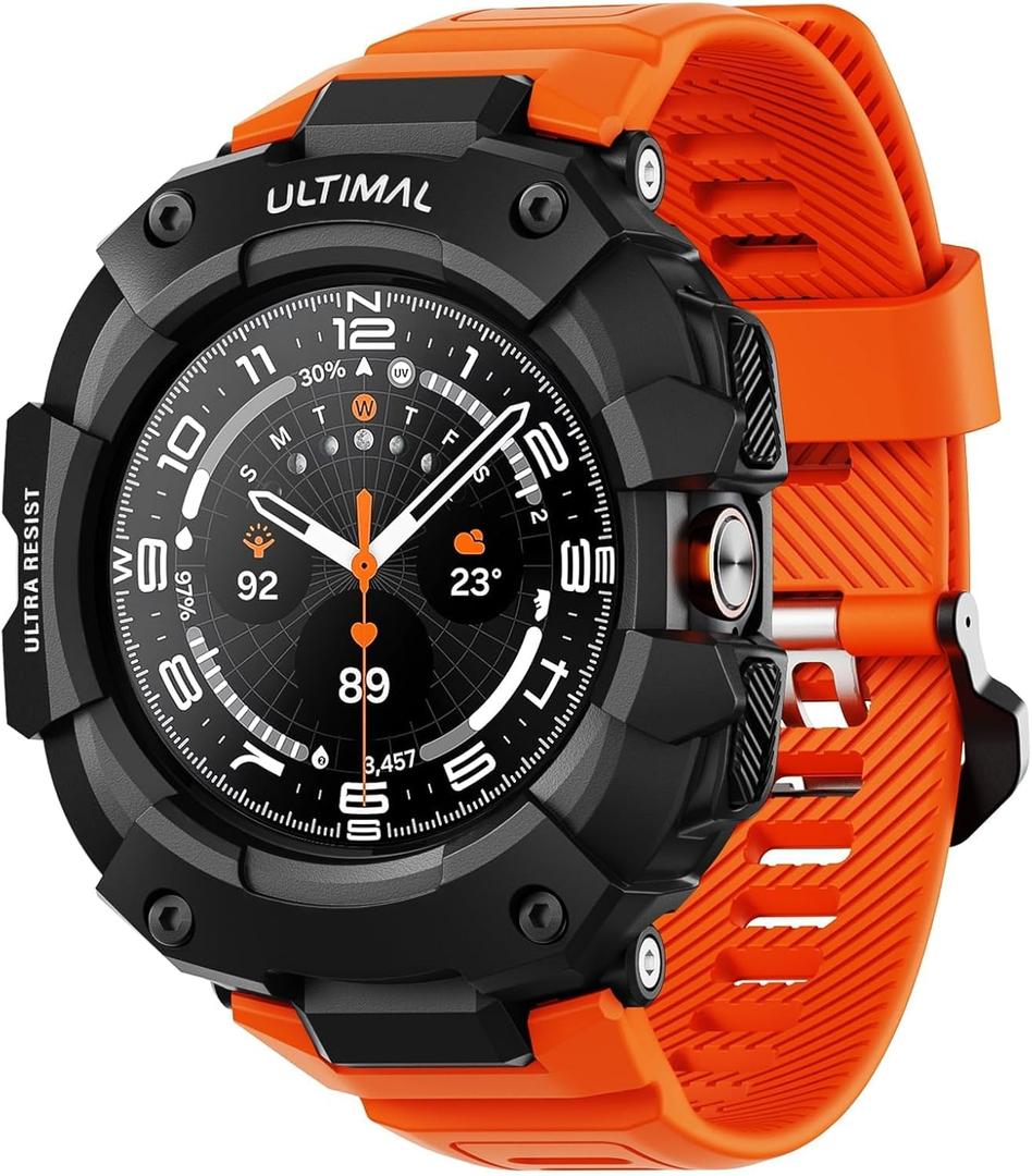 ULTIMAL Bands Compatible with Samsung Galaxy Watch Ultra 47mm band with case for Men, Rugged Sports Case Protective for Galaxy Watch Ultra (2025/2024) Orange
