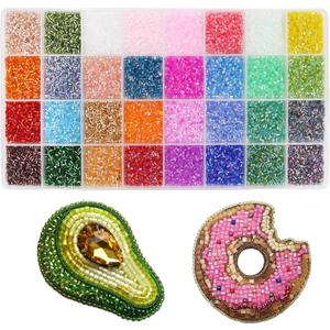 EuTengHao 19200Pcs Tube Beads Kit 3mm Glass Bugle Seed Beads for Jewelry Making Embroidery & Home Decor (32 Vibrant Color)