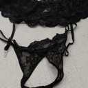 SOLY HUX Women's Plus Size Lingerie Set Lace Mesh Sheer Ruffle Mini Dress Babydoll Chemise with Panties 2XL