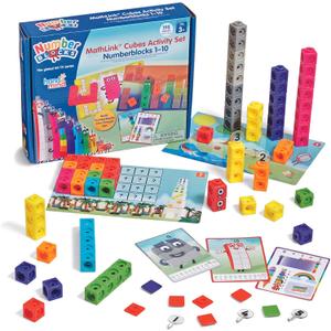 hand2mind MathLink Cubes Numberblocks 1-10 Activity Set, 30 Preschool Learning Activities, Counting Blocks, Linking Cubes, Educational Toys for Kids, Number Games, Math Manipulatives Kindergarten