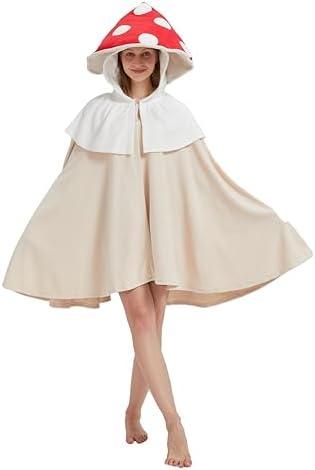 YUTCOTC Mushroom Costume Mushroom Cape Fun and Comfy Adult Costume for Women and Men L