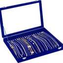 Jenseits Jewelry Display Box For Necklace Organizer, Velvet Necklace Storage Tray For Drawer, 20 Hooks Large Velvet Showcase Holder, Jewelry Organizer With Transparent Lid, Gifts For Her - Blue