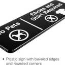 Excello Global Products No Pets, Shoes, Shirt Required Sign: Easy to Mount Informative Plastic Sign with Symbols 9"x3", Pack of 3 (Black)