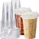 20 oz Clear Plastic Cups with Strawless Sip Lids, 25 Sets Disposable Iced Coffee Cups with Lids, Disposable Clear Plastic Cup with Lid for Iced Coffee, Smoothie, Cold Drinks for Party