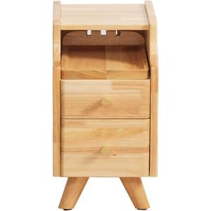 latifolia Solid Wood Nightstand, 2-Drawer Small Nightstand, Narrow Bedside Table with Shelf Storage(Nature, 9.84''W)