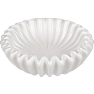 Small Ceramic Bowl Ivory Decorative Bowl, Modern Home Decor Centerpiece 6 Inches Key Jewelry Ruffle Fluted Scalloped Bowl