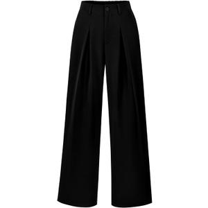 BTFBM Women High Waist Palazzo Pants Spring 2026 Casual Wide Leg Trousers Loose Work Office Business Suit Pant Pockets (Black, L)