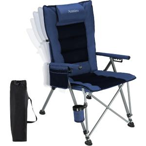 Folding Camping Chair with Cup Holder and Storage Bag, Heavy Duty Support 400 LBS, Oversized Collapsible Portable Adjustable Back Support Camping Chair for Outdoor Lawn Patio Balcony