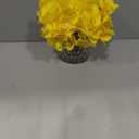 Rose Silk Flower Arrangement Artificial Vivid Rose in Glass Vase with LED Light Elegant Centerpiece for Home Wedding Bathroom Table Shelf Decoration (Yellow)