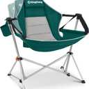 KingCamp Hammock Camping Chair, Swinging Portable Folding Camp Chairs for Adults 400lbs Heavy Duty Foldable Oversized Rocker with Aluminum Alloy Frame Cup Holder Pillow for Outdoor Beach Patio Sport (Green)