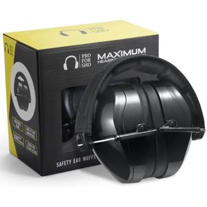 Pro For Sho All Terrain Safety Ear Protection - Larger Size Foldable Ear Muffs Lighter Weight & Maximum Hearing Protection