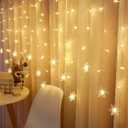 Christmas Snowflakes LED Curtain String Lights 11.5ft/3.5M 96LED Christmas Window Curtain Light Plug in String Light for Xmas Decor,Indoor and Outdoor,Birthday Party,Wedding, Bedroom Patio (Warm-White)