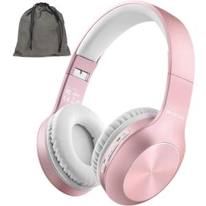 Wireless Bluetooth Headphones Over Ear 68H Playtime HiFi Stereo Headset with Microphone and 3EQ Modes Foldable Bluetooth V5.3 Headphones for Travel Smartphone Computer Laptop (Rose)