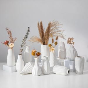 White Ceramic Vase for Table Decor: NUPTIO Small Bud Vases for Flowers - Set of 12 Centerpiece Table Decorations for Wedding Dining Room Christmas Home