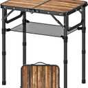 YihuiKo Folding Picnic Table with Storage Net, 3 Adjustable Heights Aluminum Small Folding Table, Lightweight, Portable Carrying Handle, for Camping Travel Outdoor