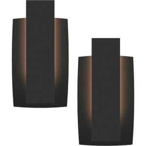 LamQee Modern Outdoor Wall Lights For House LED Integrated, Aluminum Outdoor Porch Light Fixture Wall Mount, 3000K 10W Exterior Wall Sconce Lighting Patio Front Door Garage Indoor, 2 Pack, Matte Black